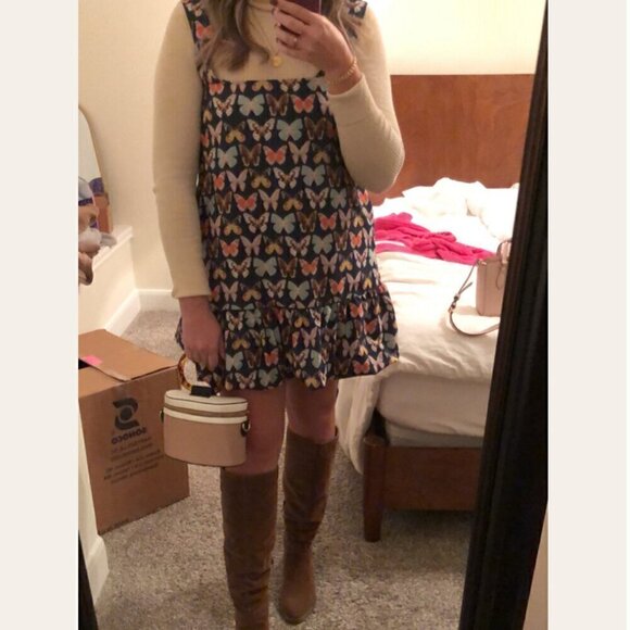 Anthropologie Maeve Butterfly Mod Mini Dress 10P Bubble Hem Blogger Fav Petite - Picture 10 of 15